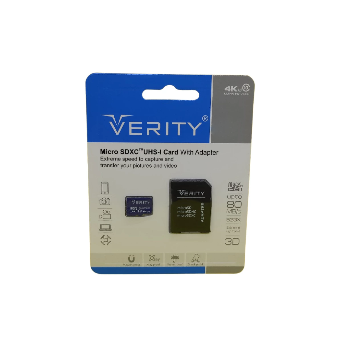 کارت حافظه microSDXC وریتی مدل Final 533X کلاس 10 استاندارد UHS-I U3 سرعت 80MBps ظرفیت 256 گیگابایت به همراه آداپتور SD 