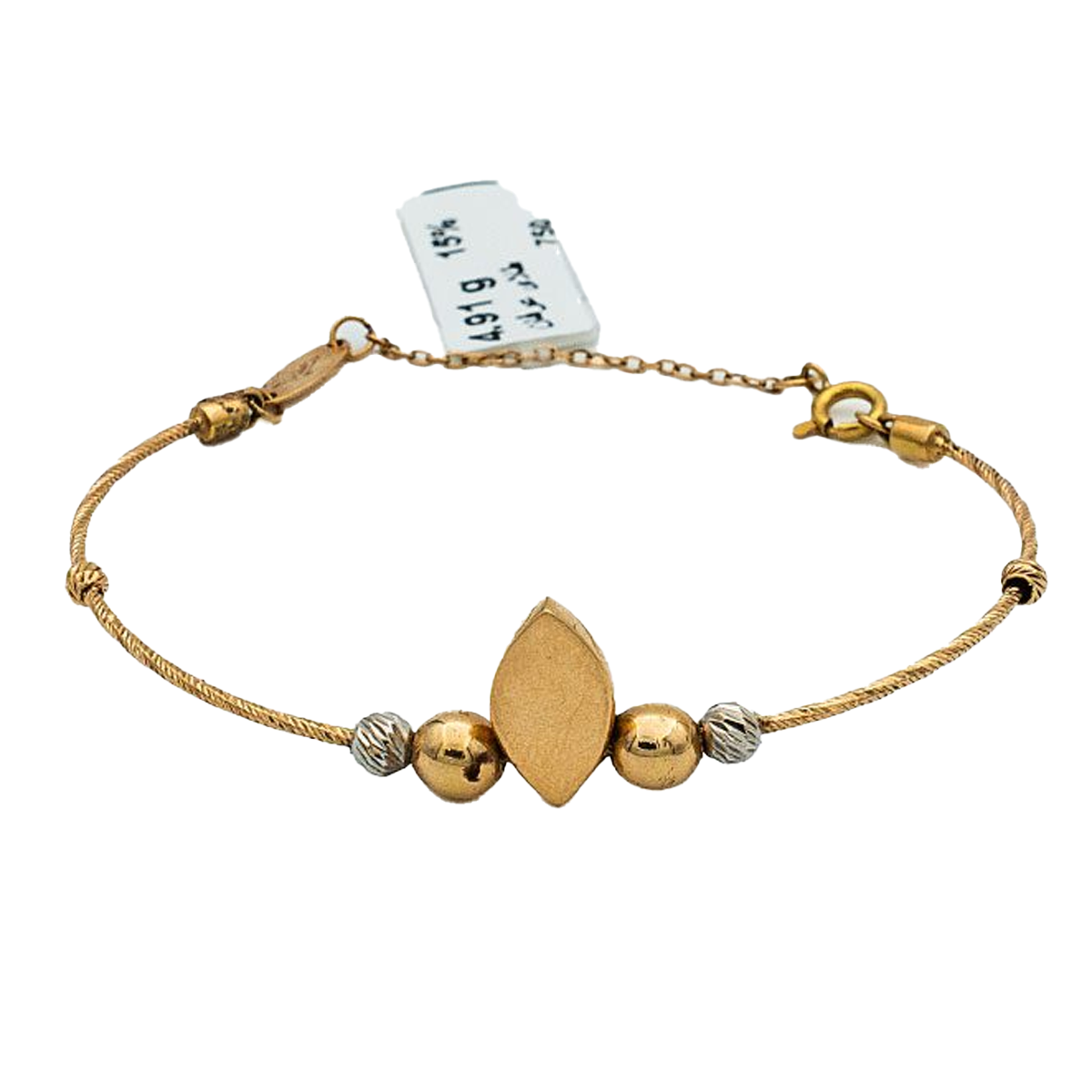 دستبند طلا زنانه گالری طلا عرفان مدل آلبرنادو پشت زنجیری کد 000262