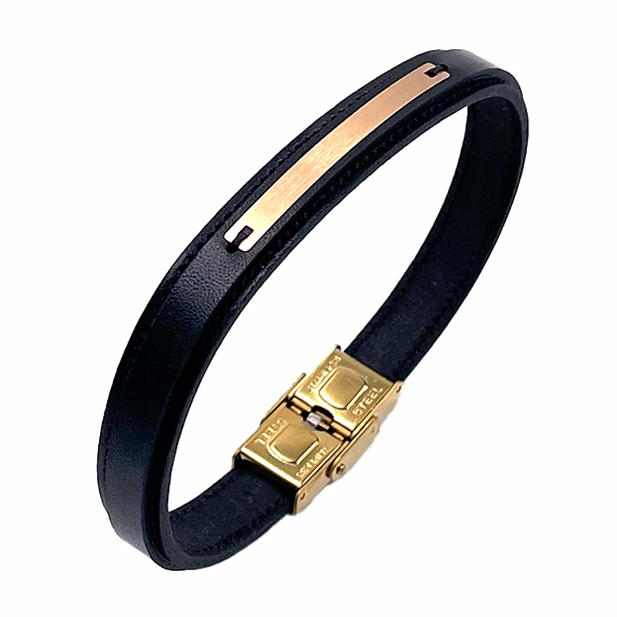 دستبند طلا با چرم هماتیت گلد مدل ویشتاسب