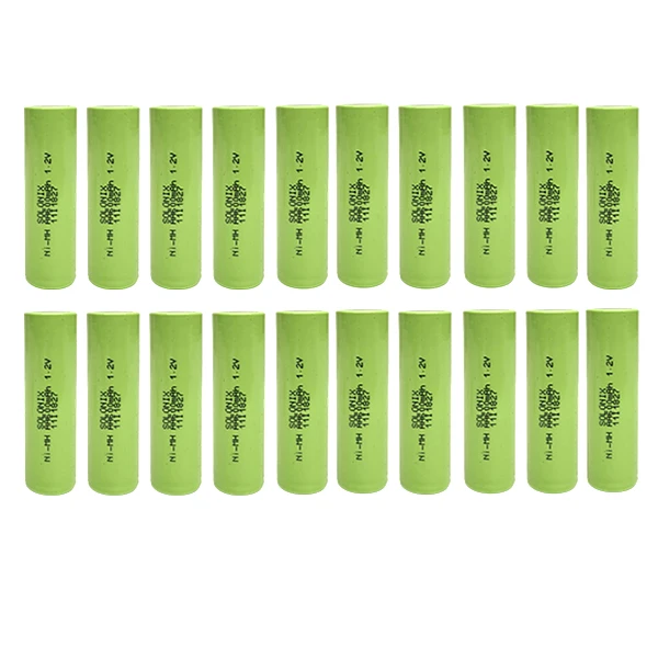 باتری قلمی قابل شارژ سولونیکس مدل Ni-MH صنعتی 600mAh بسته 20 عددی-سبز