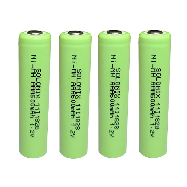 باتری نیم قلمی قابل شارژ سولونیکس مدل Ni-MH 600mAh FLAT مجموعه 4 عددی-سبز