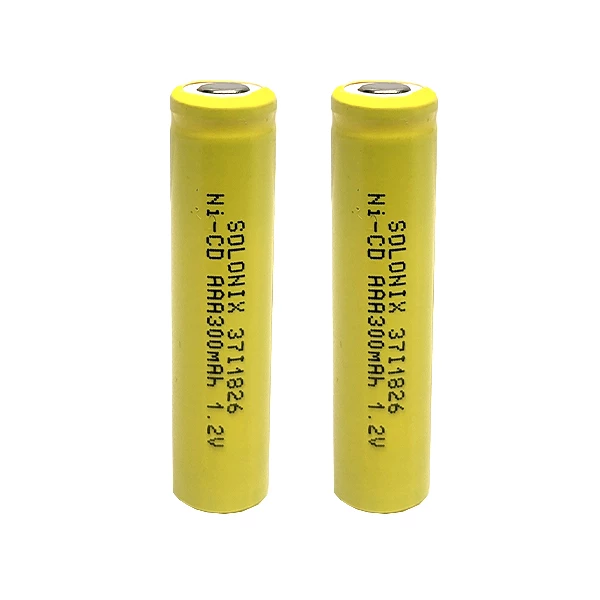 باتری نیم قلمی قابل شارژ سولونیکس مدل صنعتی Ni-Cd سرتخت مجموعه 2 عدد-زرد