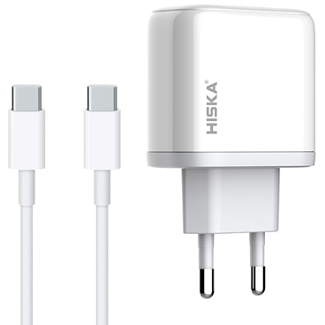 شارژر دیواری هیسکا مدل H-108 به همراه کابل تبدیل USB-C-سفید