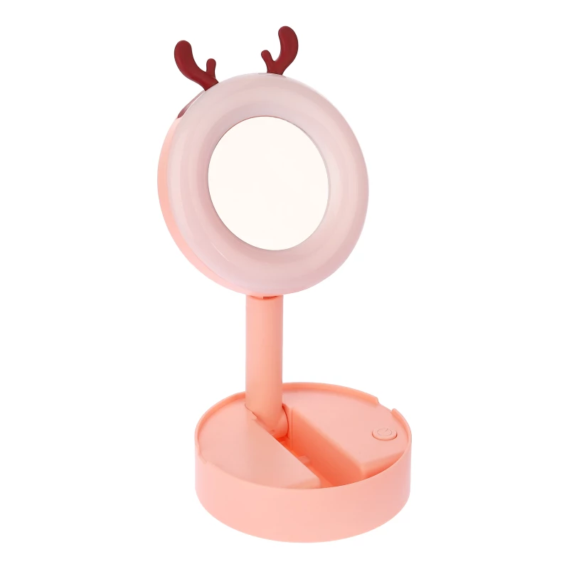 آینه آرایشی رینگ لایت دار مدل NO.0838-2-صورتی