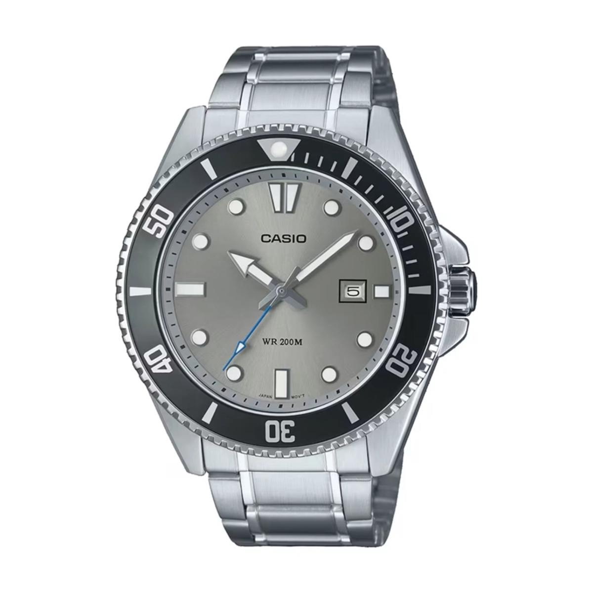 ساعت مچی عقربه ای مردانه کاسیو مدل MDV-107D-8AVDF-بدنه نقره ای بند نقره ای 