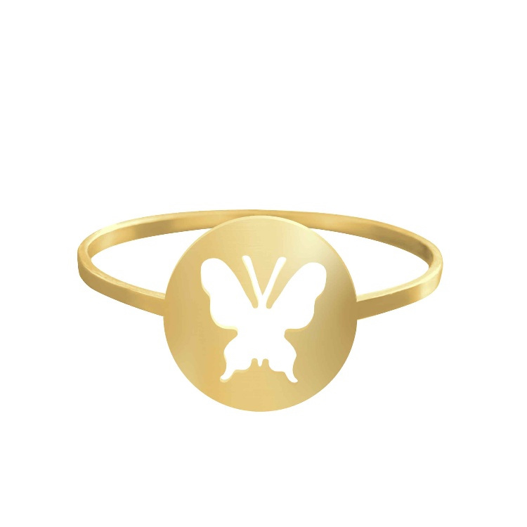 انگشتر طلا 18 عیار زنانه شمیم گلد گالری کد AA24 طرح پروانه