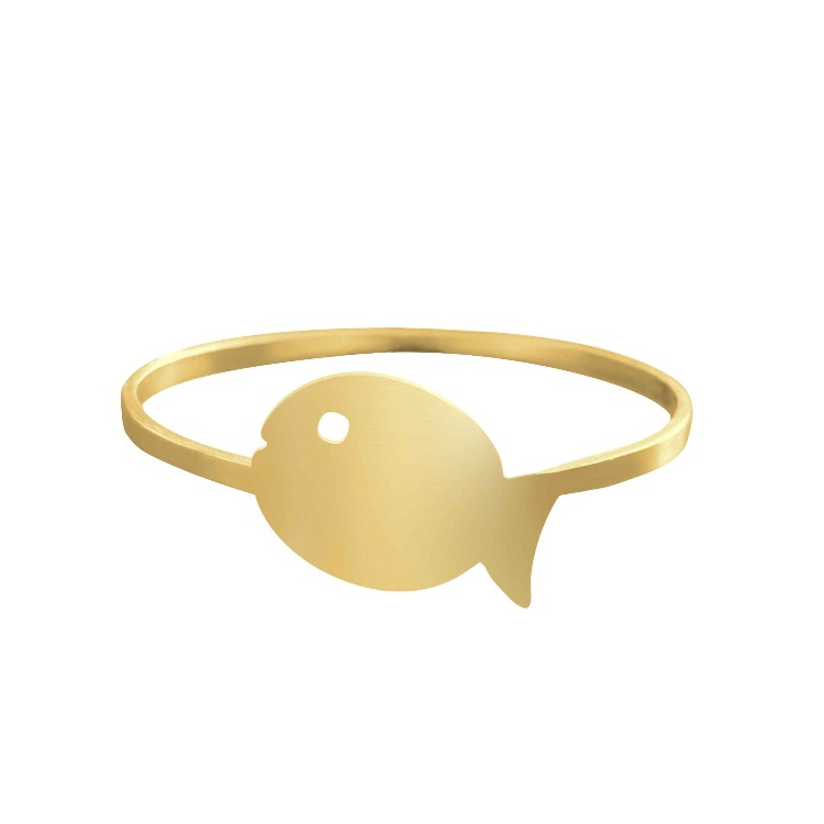 انگشتر طلا 18 عیار زنانه شمیم گلد گالری کد AA 89 طرح ماهی کوچولو