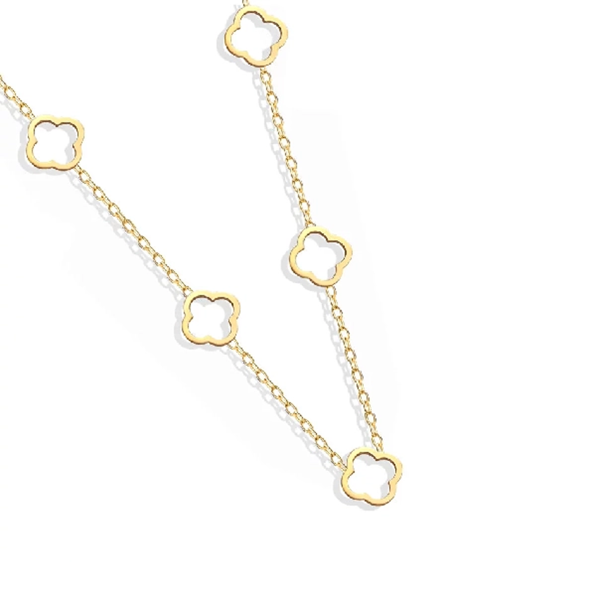 گردنبند طلا 18 عیار اپال گلد مدل ونکلیف توخالی 5 گل-1.40