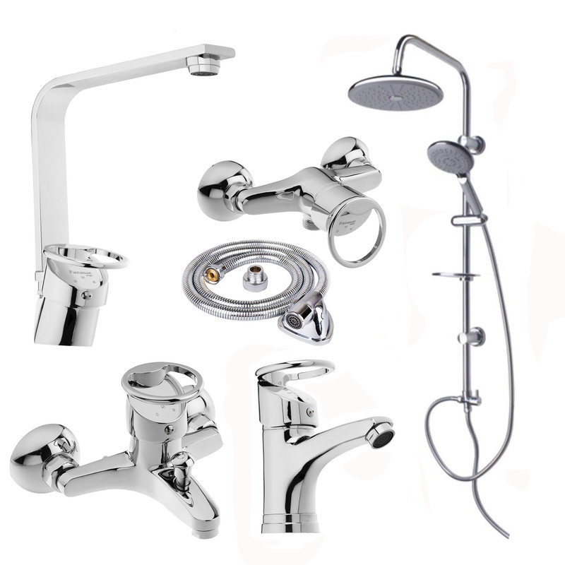 ست شیرآلات شیرآلات بهداشتی و ساختمانی توفیق مدل النگویی رسوبگیر مجموعه 6 عددی