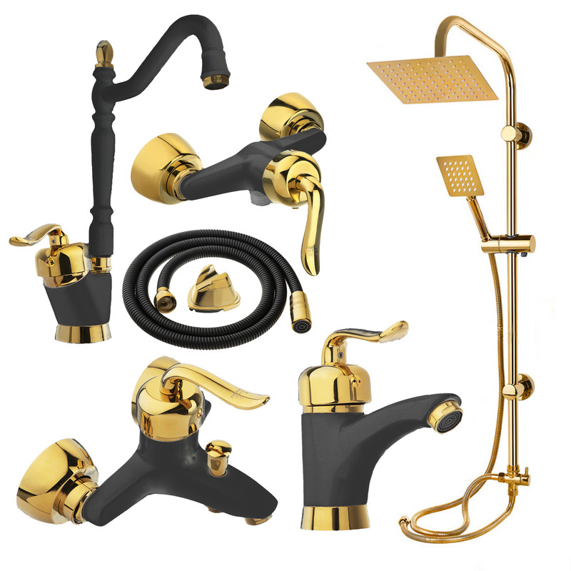 ست شیرآلات شیرآلات بهداشتی و ساختمانی توفیق مدل قجری مجموعه 6 عددی