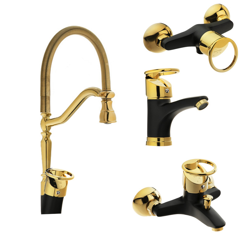 ست شیرآلات شیرآلات بهداشتی و ساختمانی توفیق مدل النگویی فنری مجموعه 4 عددی