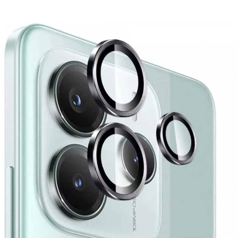 محافظ لنز دوربین شیشه ای اوجی مدل Crystal Shield مناسب برای گوشی موبایل شیائومی Redmi Note 14 4G-مشکی