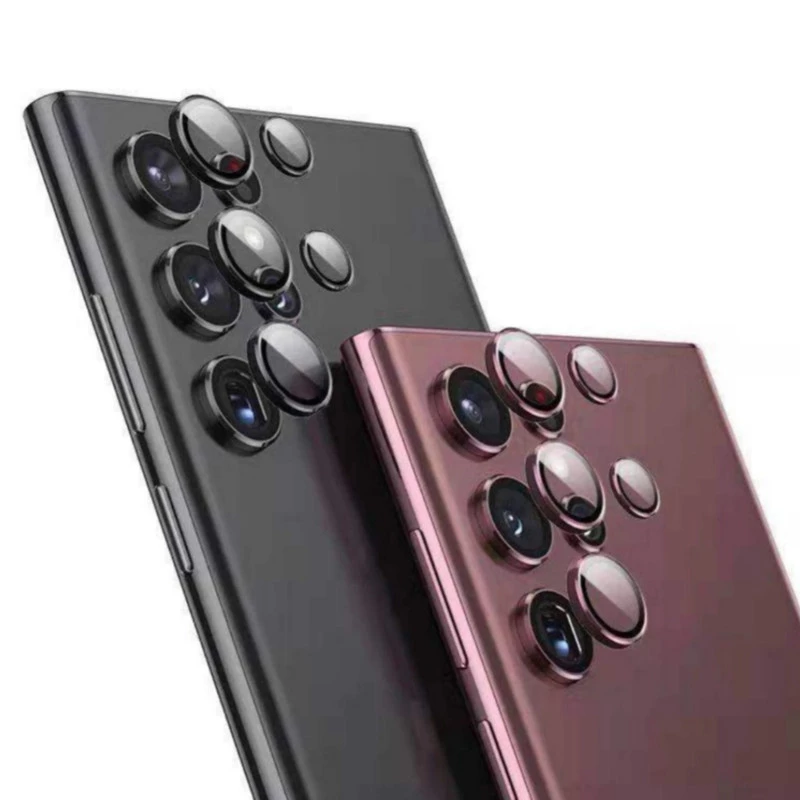 محافظ لنز دوربین شیشه ای اوجی مدل Crystal Shield مناسب برای گوشی موبایل سامسونگ Galaxy S22 Ultra-مشکی