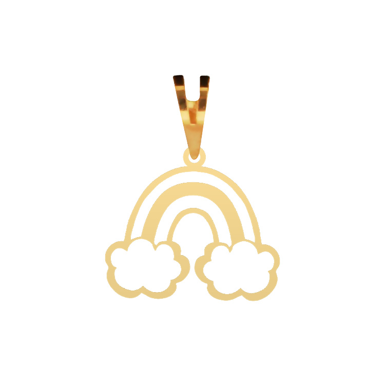 پلاک گردنبند طلا عیار 750 شمیم گلد گالری طرح ابر و رنگین کمان P-123