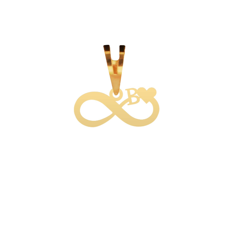 آویز گردنبند طلا عیار 750 شمیم گلد گالری مدل بینهایت و قلب با حرف B کد P-43