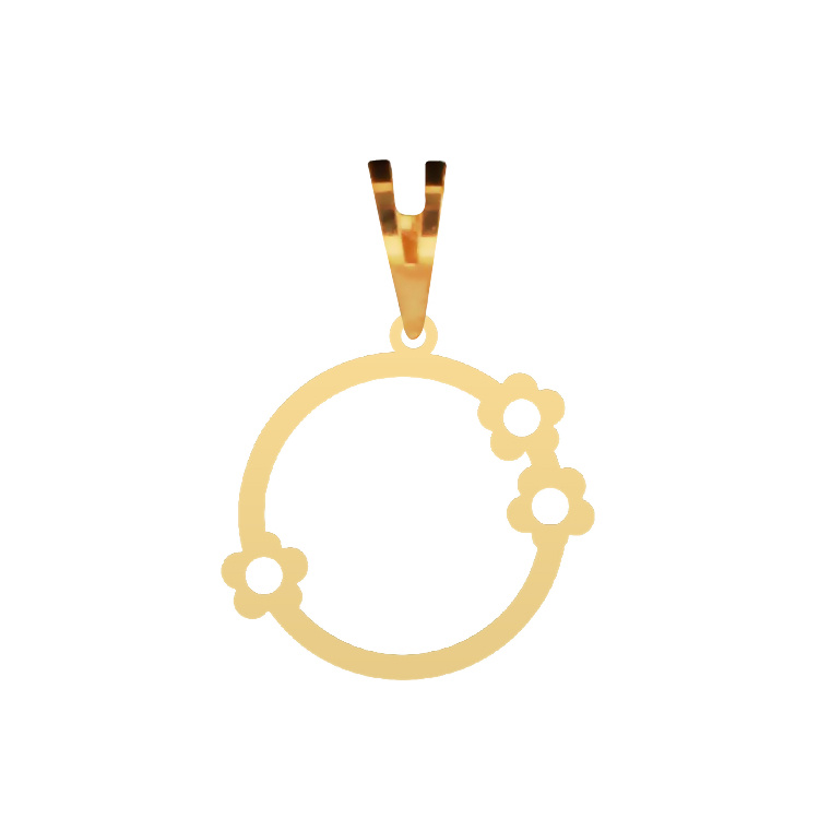 آویز گردنبند طلا عیار 750 شمیم گلد گالری طرح دایره و گل کد P-99