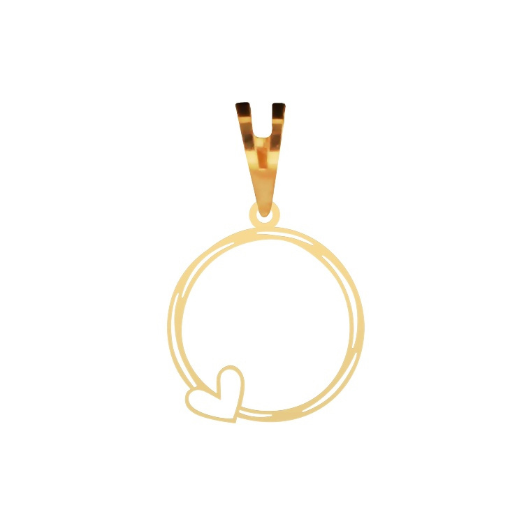 پلاک گردنبند طلا 18 عیار شمیم گلد گالری طرح دایره و قلب کد P-40