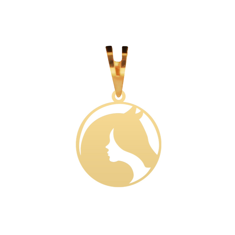 آویز گردنبند طلا عیار 750 شمیم گلد گالری مدل مینیمال دختر و اسب کد P-78