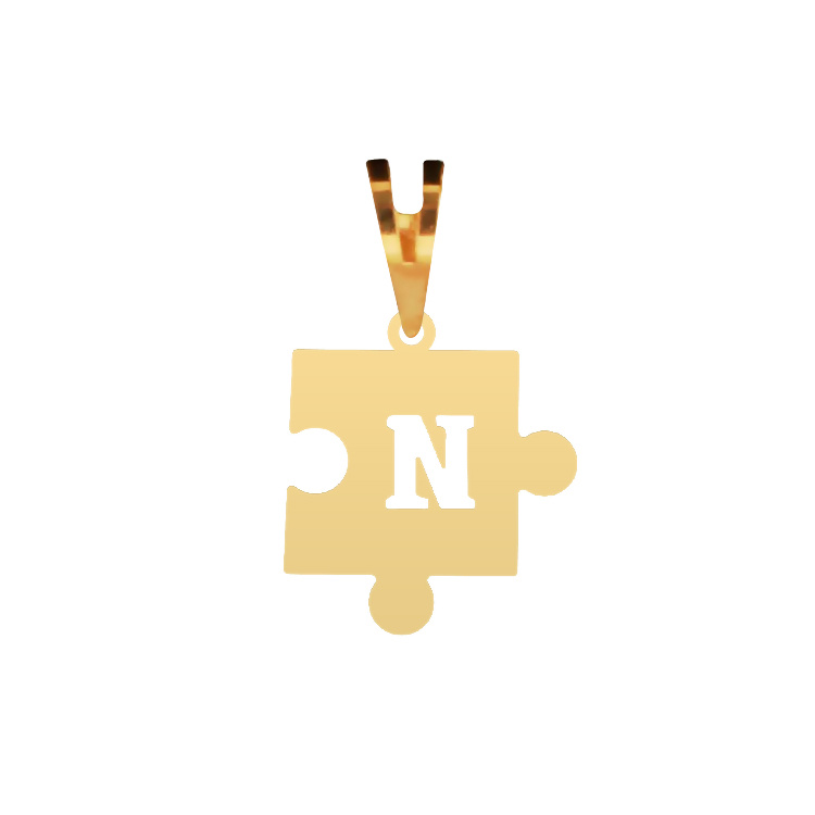 آویز گردنبند طلا عیار 750 شمیم گلد گالری طرح پازل و حرف N کد P-142