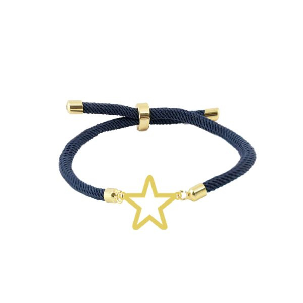 دستبند طلا 18 عیار زنانه شمیم گلد گالری مدل آسانسوری پلاک دار ستاره ای