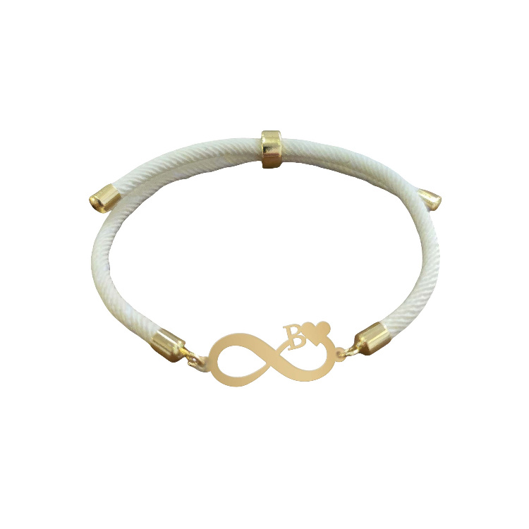 دستبند طلا 18 عیار زنانه شمیم گلد گالری طرح بی نهایت و حرف B کد D69-19