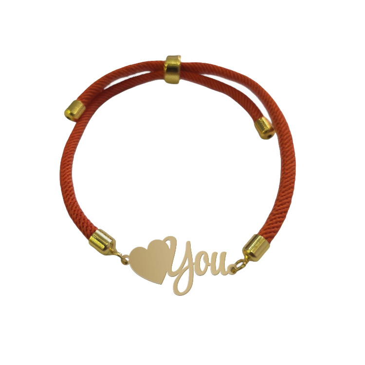 دستبند طلا 18 عیار زنانه شمیم گلد گالری مدل I LOVE YOU کد D61-16