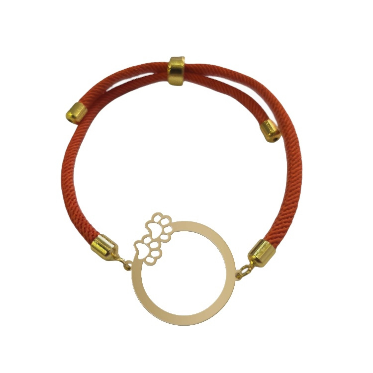 دستبند طلا 18 عیار زنانه شمیم گلد گالری مدل دایره و ردپا D63-18