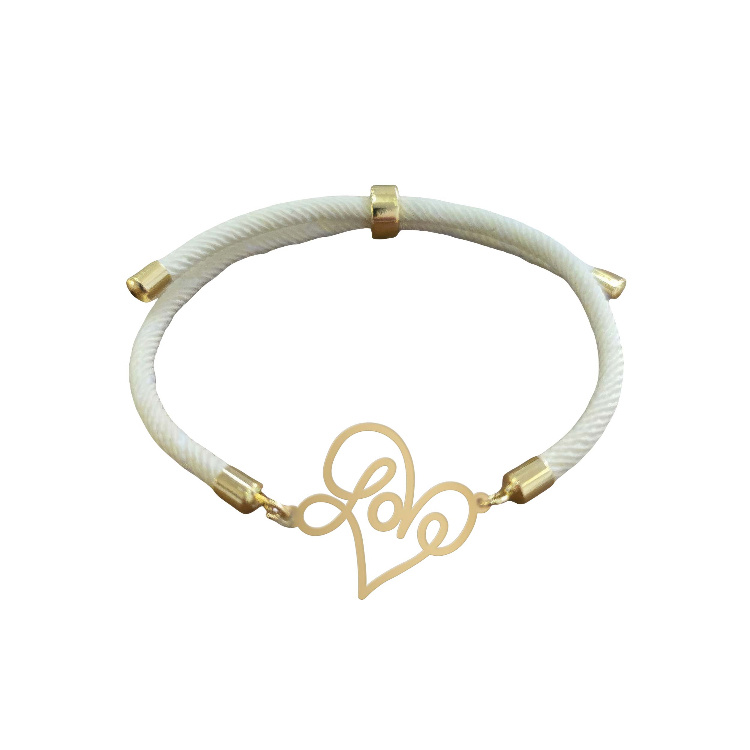 دستبند طلا 18 عیار زنانه شمیم گلد گالری مدل LOVE کد D72-19