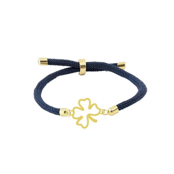 دستبند طلا 18 عیار زنانه شمیم گلد گالری مدل آسانسوری پلاک دار طرح برگ