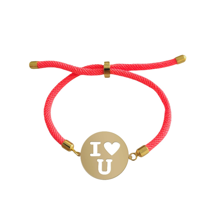 دستبند طلا 18 عیار زنانه شمیم گلد گالری طرح Love کد D26-13