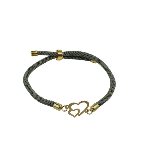 دستبند طلا 18 عیار زنانه شمیم گلد گالری مدل دو قلب DZ011212