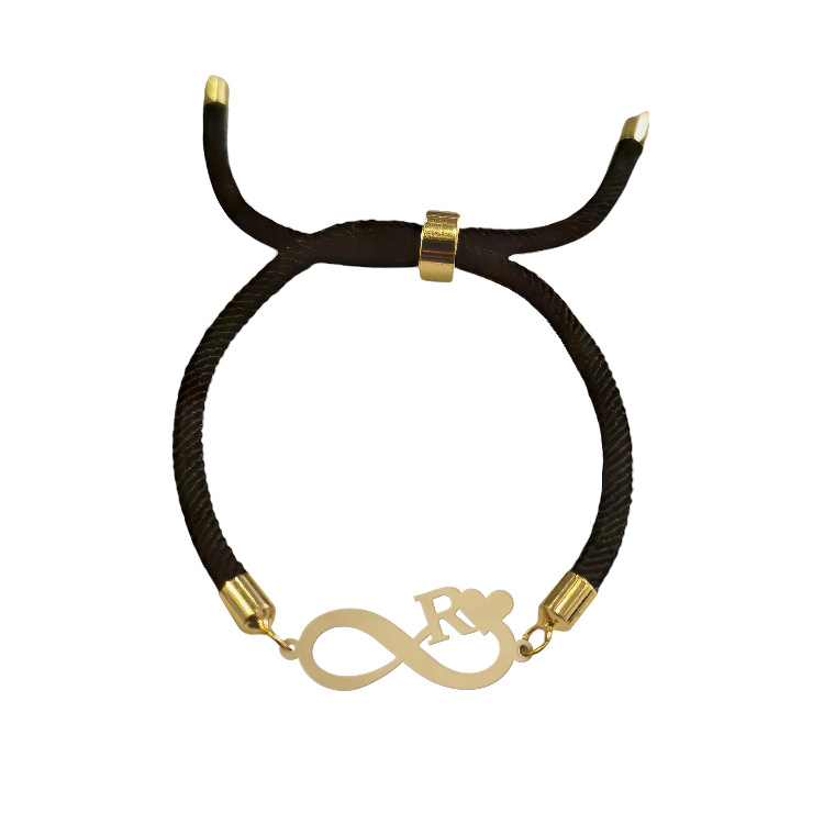 دستبند طلا 18 عیار زنانه شمیم گلد گالری طرح بی نهایت و حرف R کد D68-2