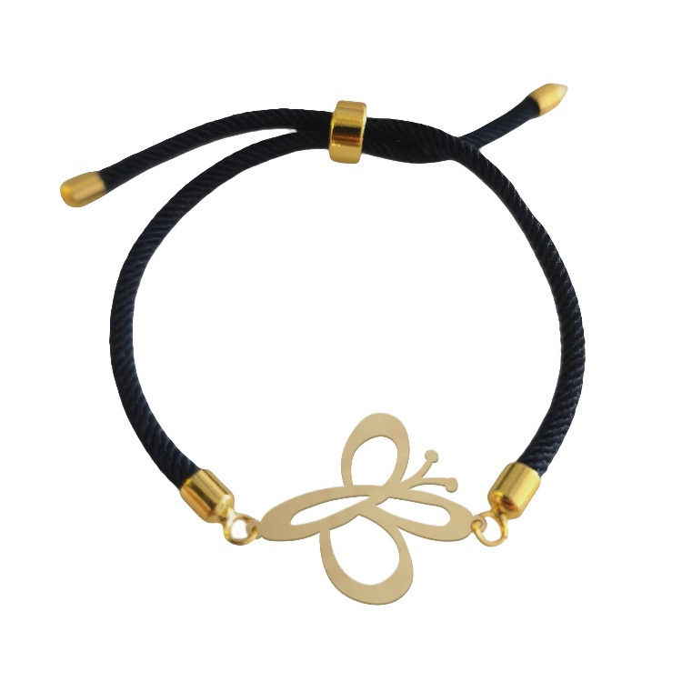 دستبند طلا 18 عیار زنانه شمیم گلد گالری مدل مینیمال پروانه کد D5-1