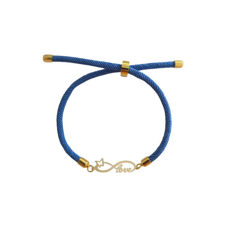 دستبند طلا 18 عیار زنانه شمیم گلد گالری مدل بینهایت و لاو کد D60-3