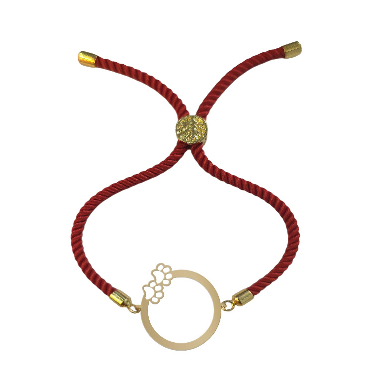 دستبند طلا 18 عیار زنانه شمیم گلد گالری مدل دایره و ردپا D63-19