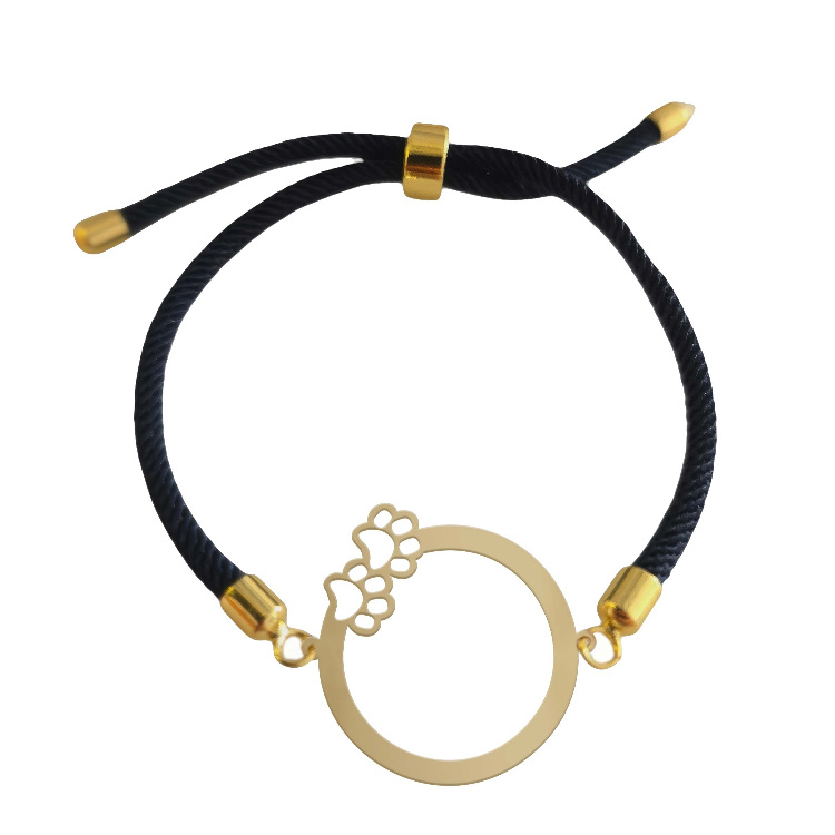 دستبند طلا 18 عیار زنانه شمیم گلد گالری مدل مینیمال دایره و ردپا کد D63-3