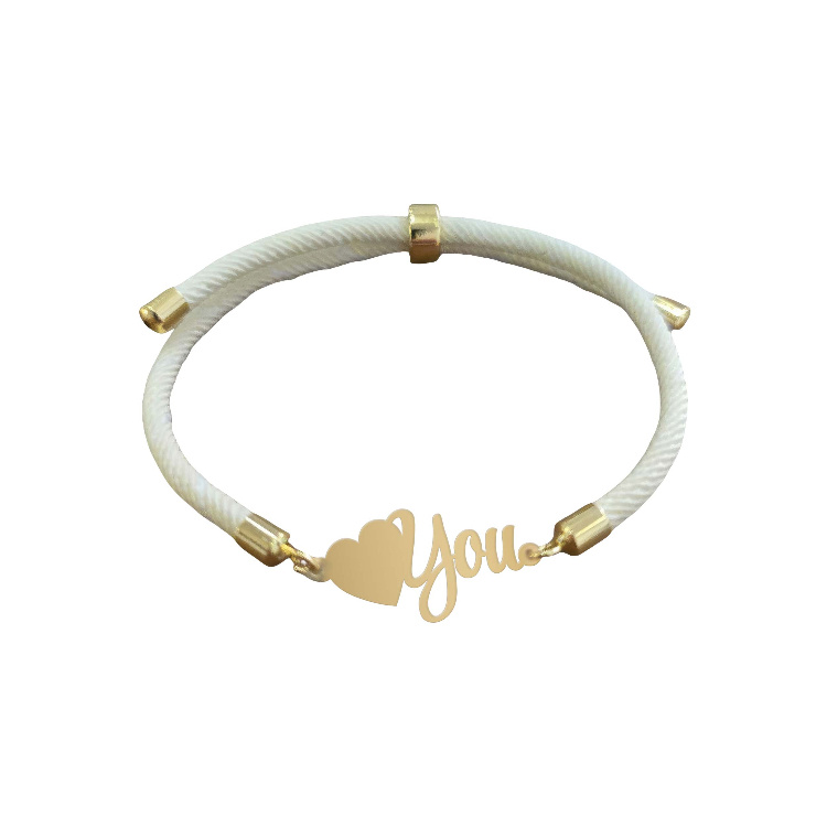 دستبند طلا 18 عیار زنانه شمیم گلد گالری مدل I LOVE YOU کد D61-19