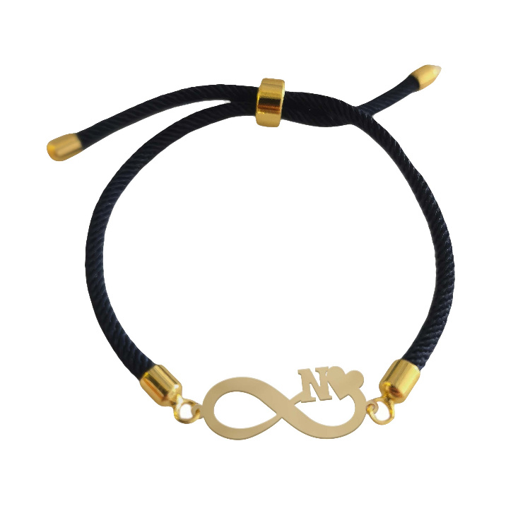 دستبند طلا 18 عیار زنانه شمیم گلد گالری مدل بینهایت و حرف N کد D64-1