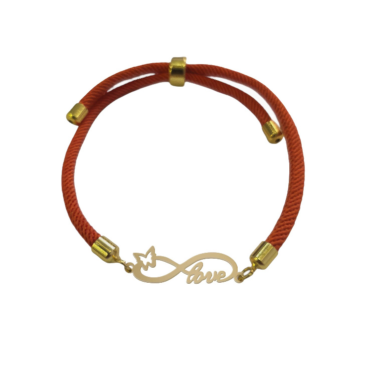 دستبند طلا 18 عیار زنانه شمیم گلد گالری مدل بینهایت و لاو کد D60-16