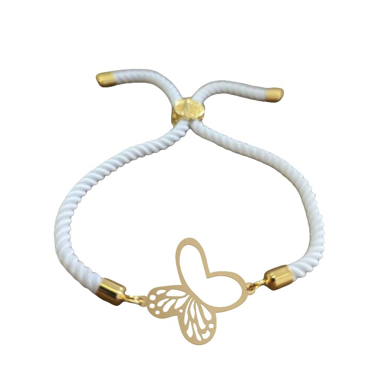 دستبند طلا 18 عیار زنانه شمیم گلد گالری مدل مینیمال پروانه کد D21-38