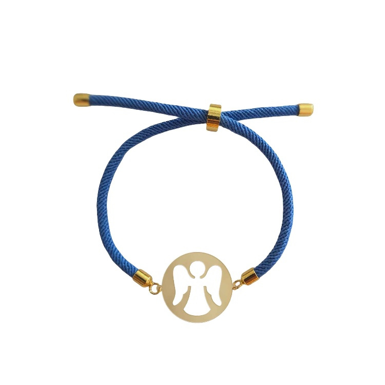 دستبند طلا 18 عیار زنانه شمیم گلد گالری طرح دایره و فرشته کد D3-25