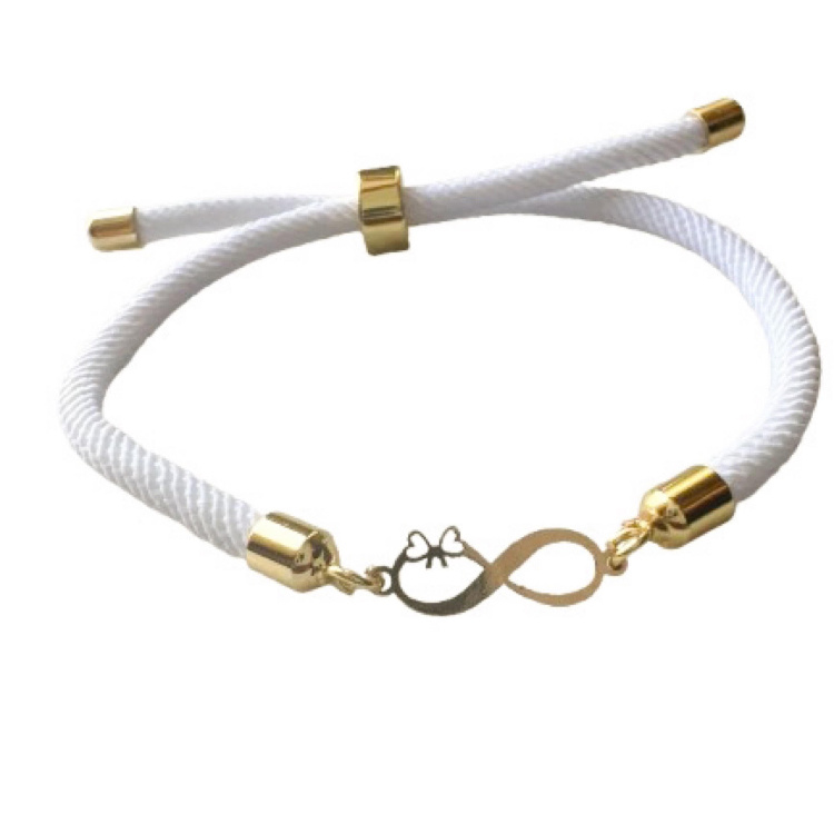 دستبند طلا 18 عیار زنانه شمیم گلد گالری مدل مینیمال بینهایت و پاپیون کد S49-3