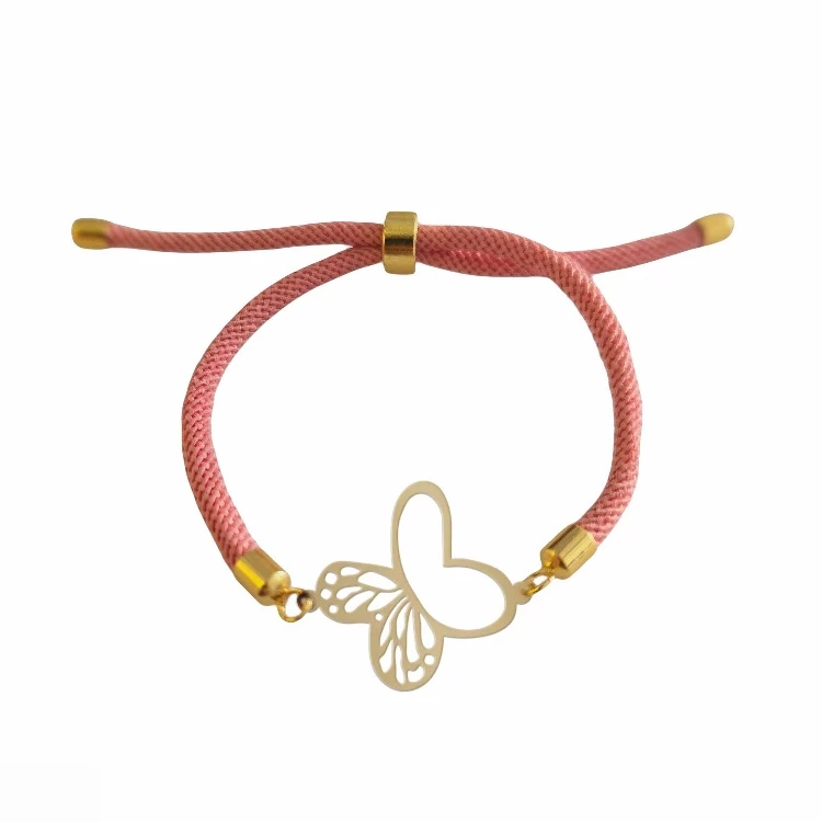 دستبند طلا 18 عیار زنانه شمیم گلد گالری مدل پروانه مینیمال کد D21-33-0.10