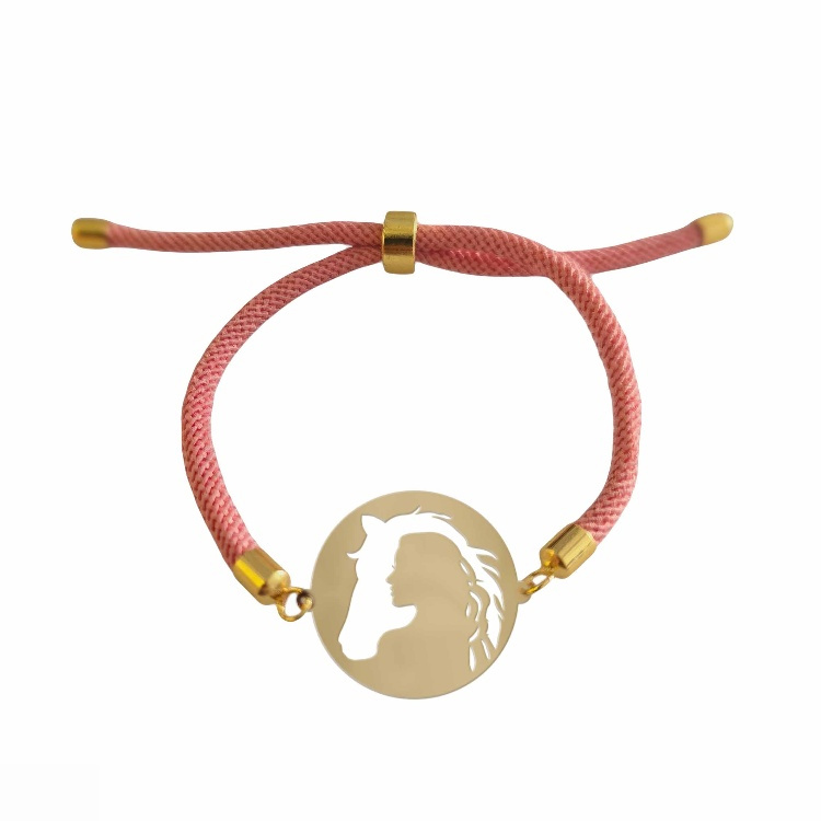 دستبند طلا 18 عیار زنانه شمیم گلد گالری مدل دختر و اسب کد D15-33