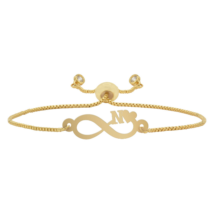 دستبند طلا 18 عیار زنانه شمیم گلد گالری مدل بینهایت و حرف N کد D64-22