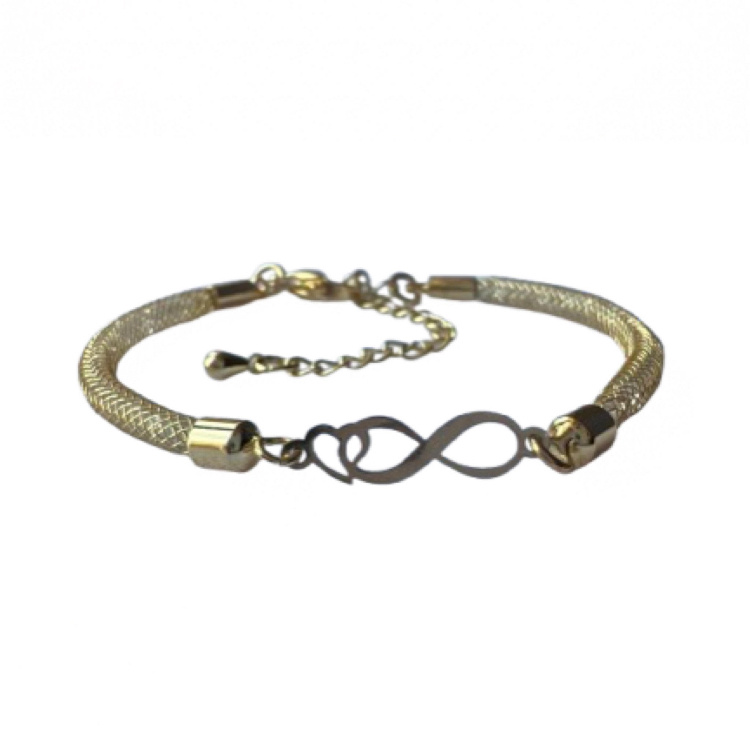 دستبند طلا 18 عیار زنانه شمیم گلد گالری کد بینهایت و قلب S-127