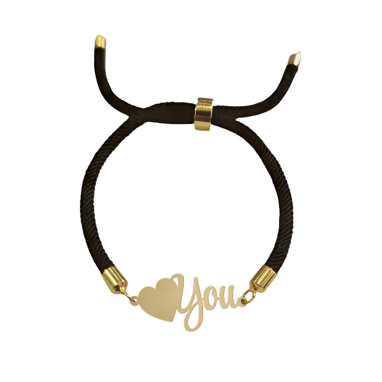 دستبند طلا 18 عیار زنانه شمیم گلد گالری مدل I LOVE YOU کد D61-2