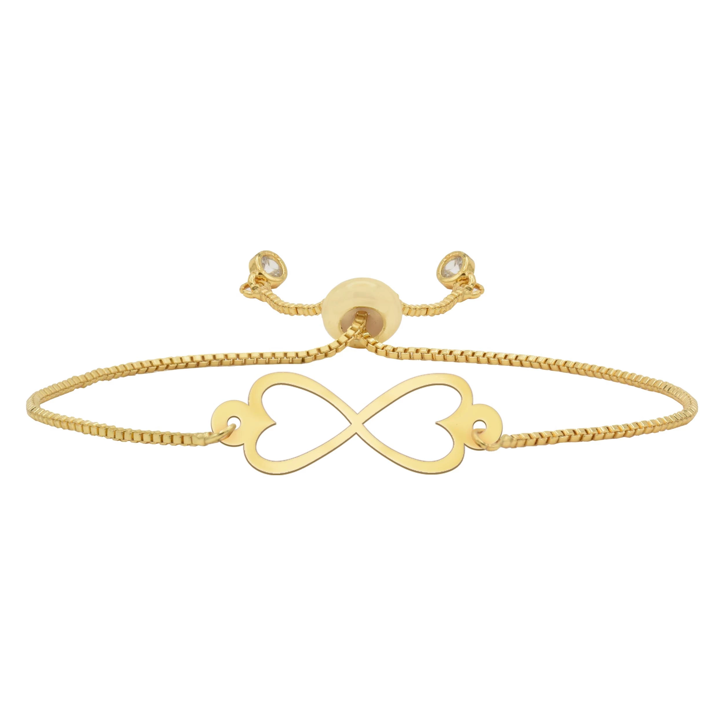 دستبند طلا 18 عیار شمیم گلد گالری طرح قلب و بینهایت مدل D8-0.10
