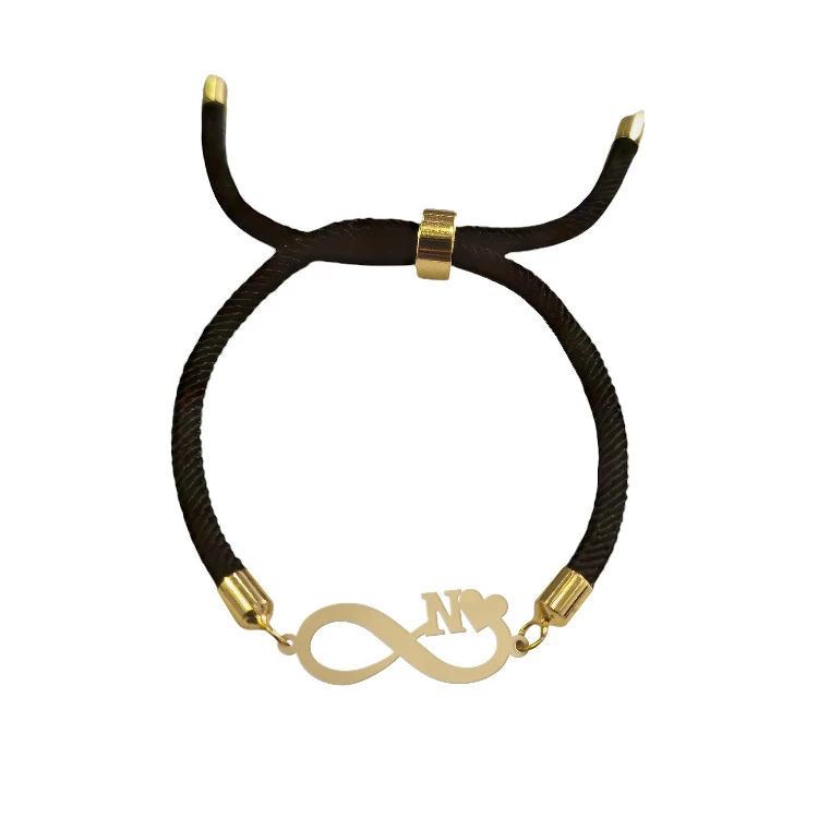 دستبند طلا 18 عیار زنانه شمیم گلد گالری مدل بینهایت و حرف N کد D64-2-0.10