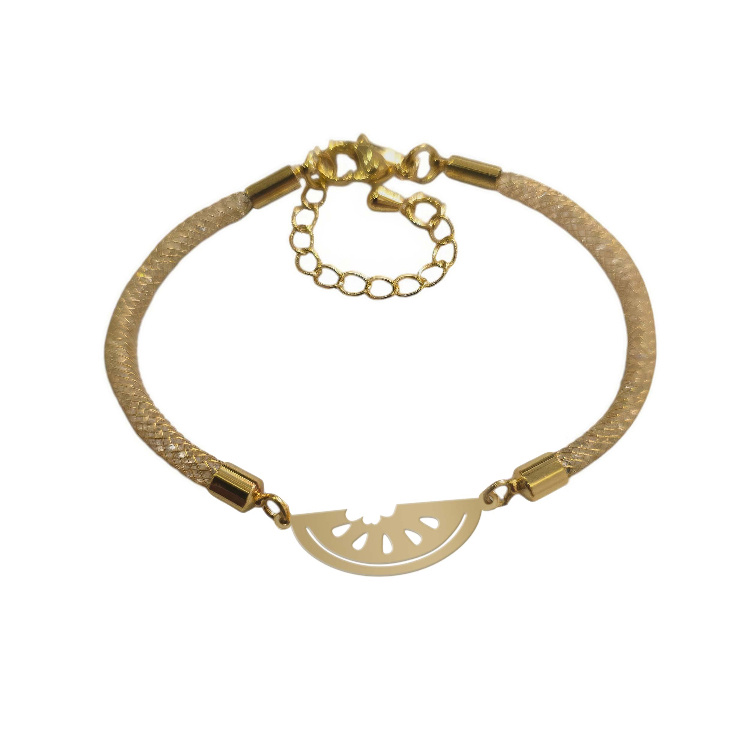 دستبند طلا 18 عیار زنانه شمیم گلد گالری طرح مینیمال هندوانه کد D67-9